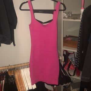 Open back hot pink mini dress